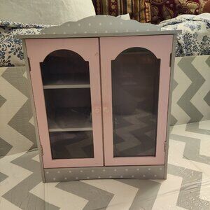 VTG Olivia's Little World 18" Doll Polka Dot Wooden Double Door Shaker Dresser
